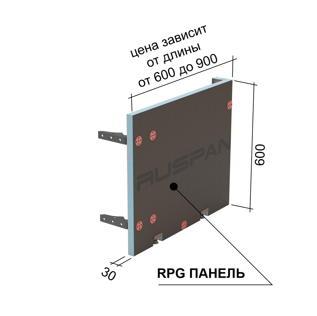 Экран под ванну Руспанель РПГ (Ruspanel RPG) 900х600 мм