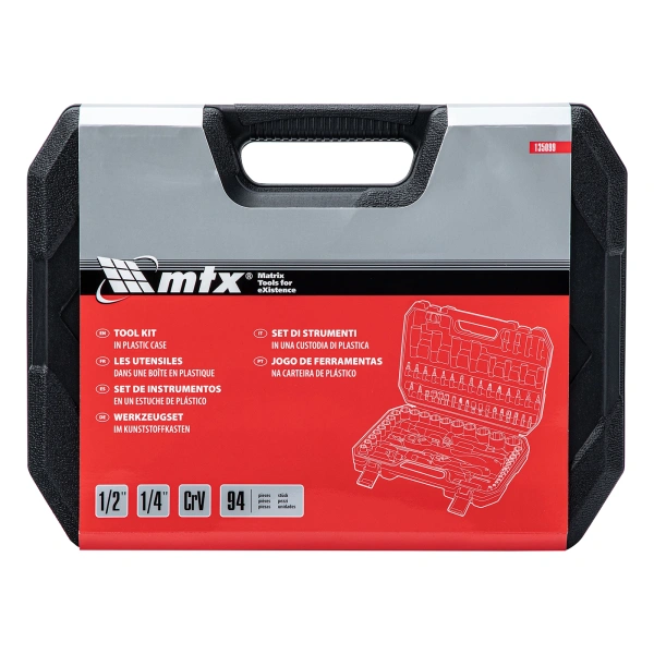 Набор инструментов 94 предмета, CrV, 1/2", 1/4" MTX