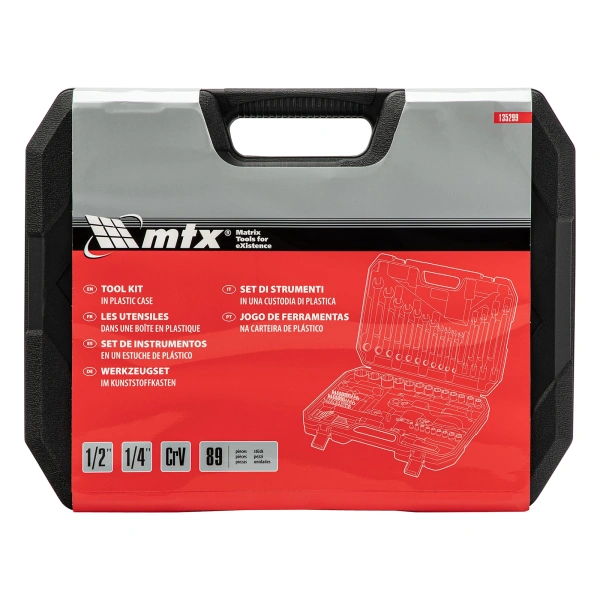 Набор инструментов 89 предметов, CrV 1/2", 1/4" MTX