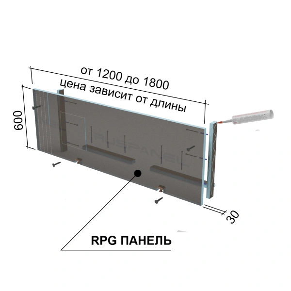 Экран под ванну Руспанель РПГ (Ruspanel RPG) 1800х600 мм