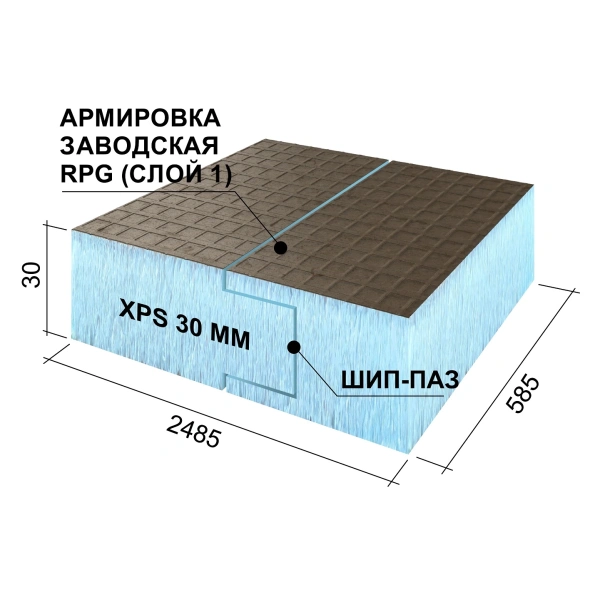 Панель Руспанель РПГ (Ruspanel RPG) Basic #1 H односторонняя Кромка шип-паз 2485х585х30 мм