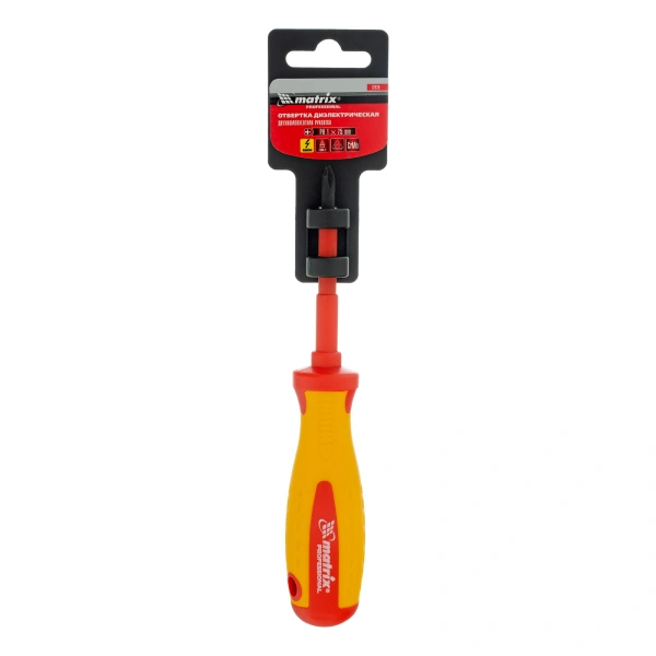 Отвертка Insulated, PH1 x 75 мм, CrMo, до 1000 В, двухкомпонентная рукоятка Matrix Professional